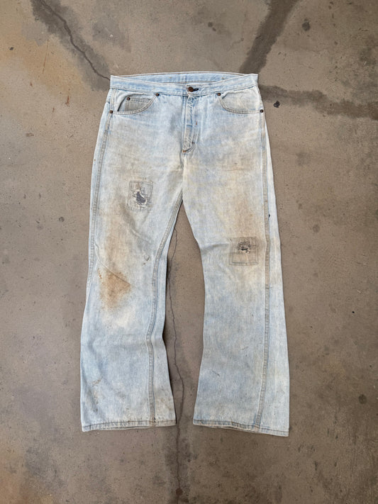 1970s Dirty & Repaired Bootcut Jeans - 34X30