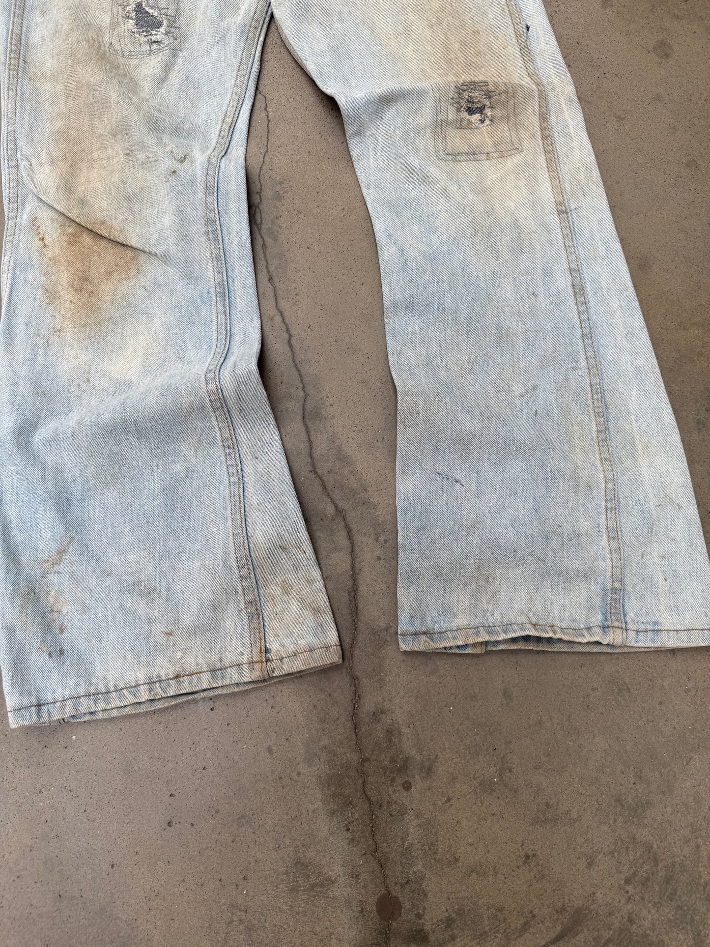 1970s Dirty & Repaired Bootcut Jeans - 34X30