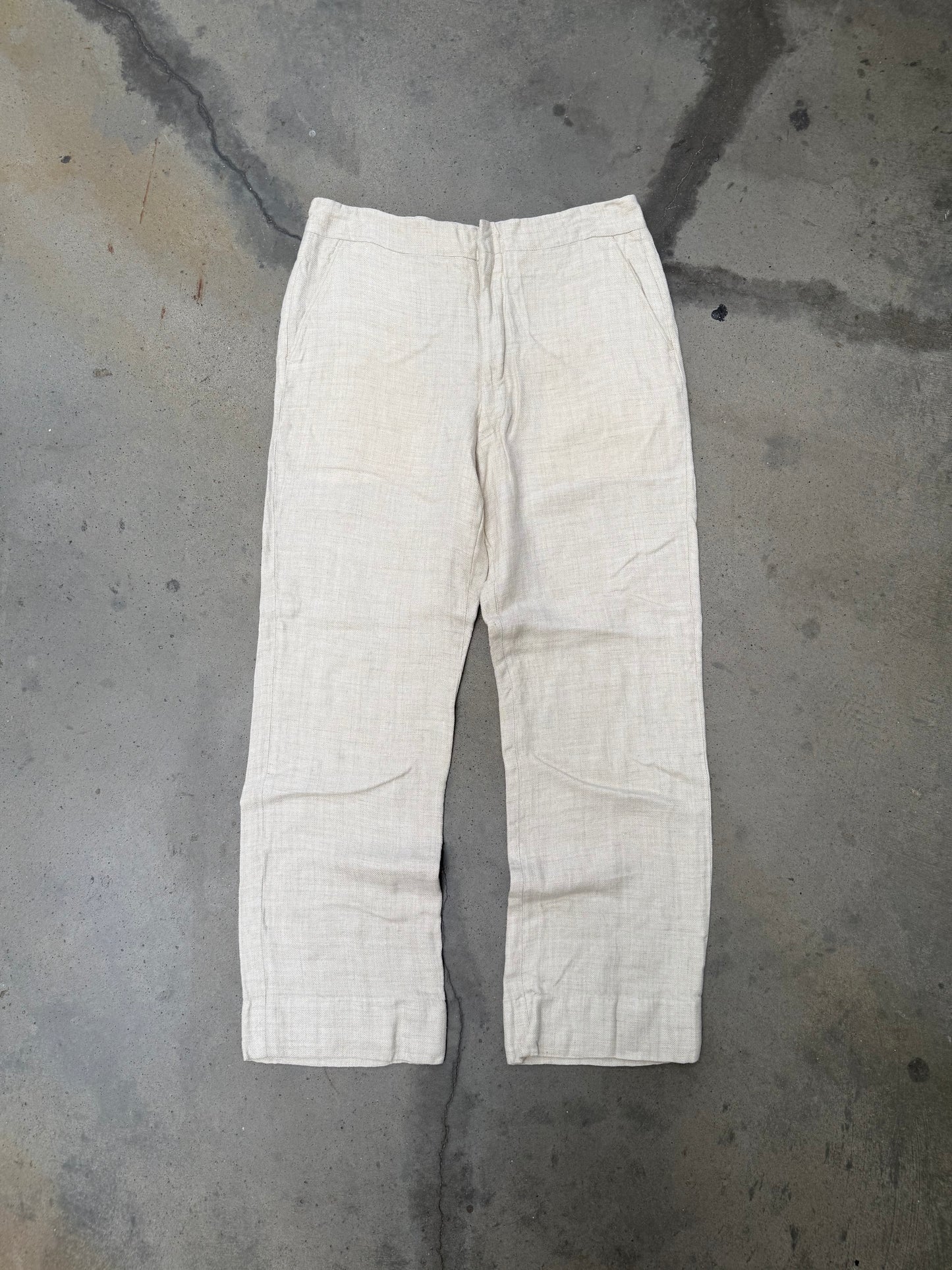 1970s Ivory Linen Pants - 31X29