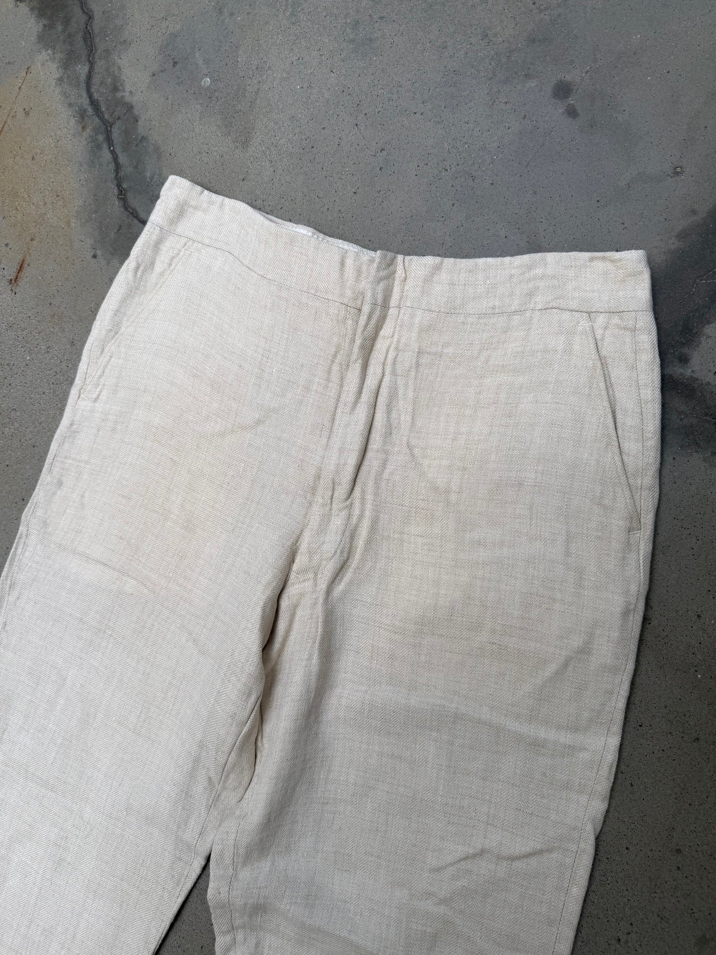 1970s Ivory Linen Pants - 31X29