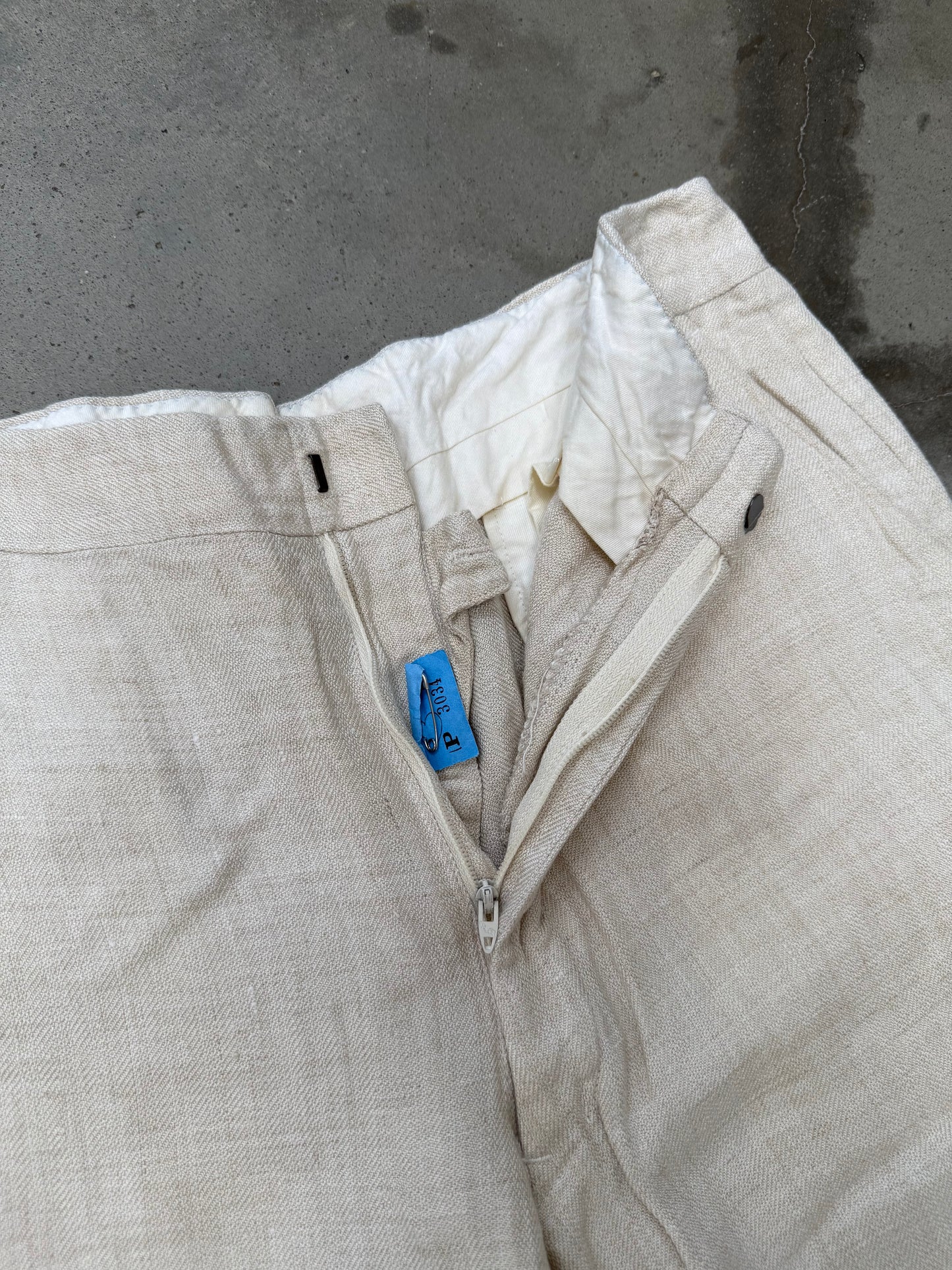 1970s Ivory Linen Pants - 31X29