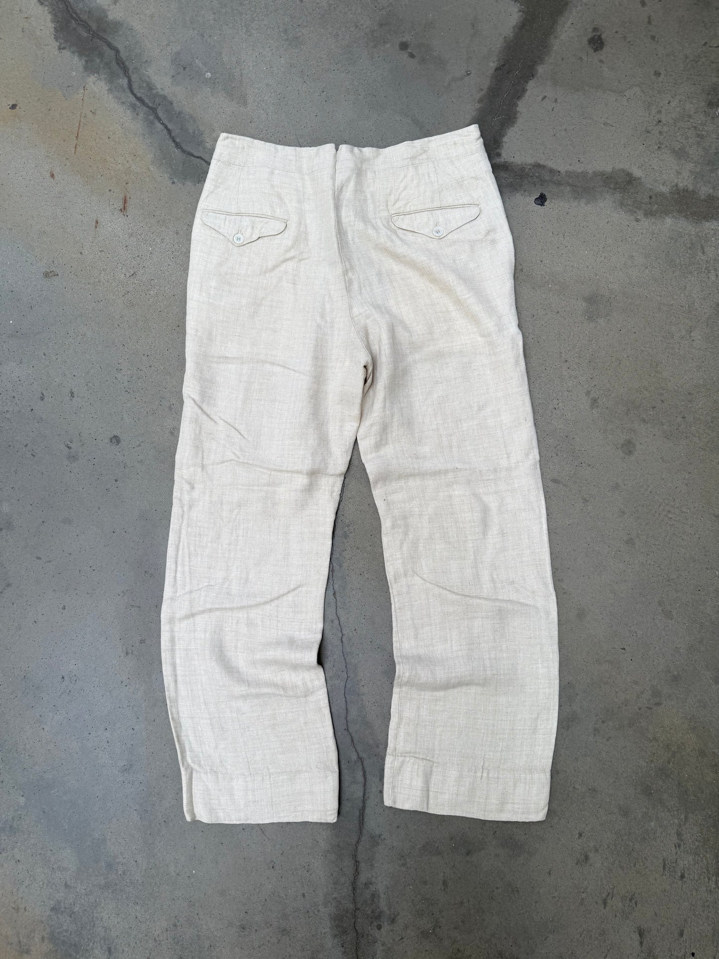 1970s Ivory Linen Pants - 31X29