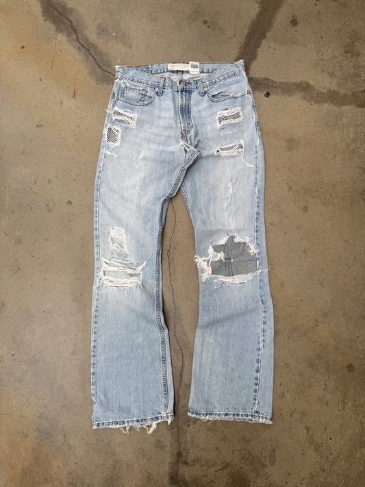 2000s Levis 527 Distressed & Repaired Bootcut Jeans - 32X34