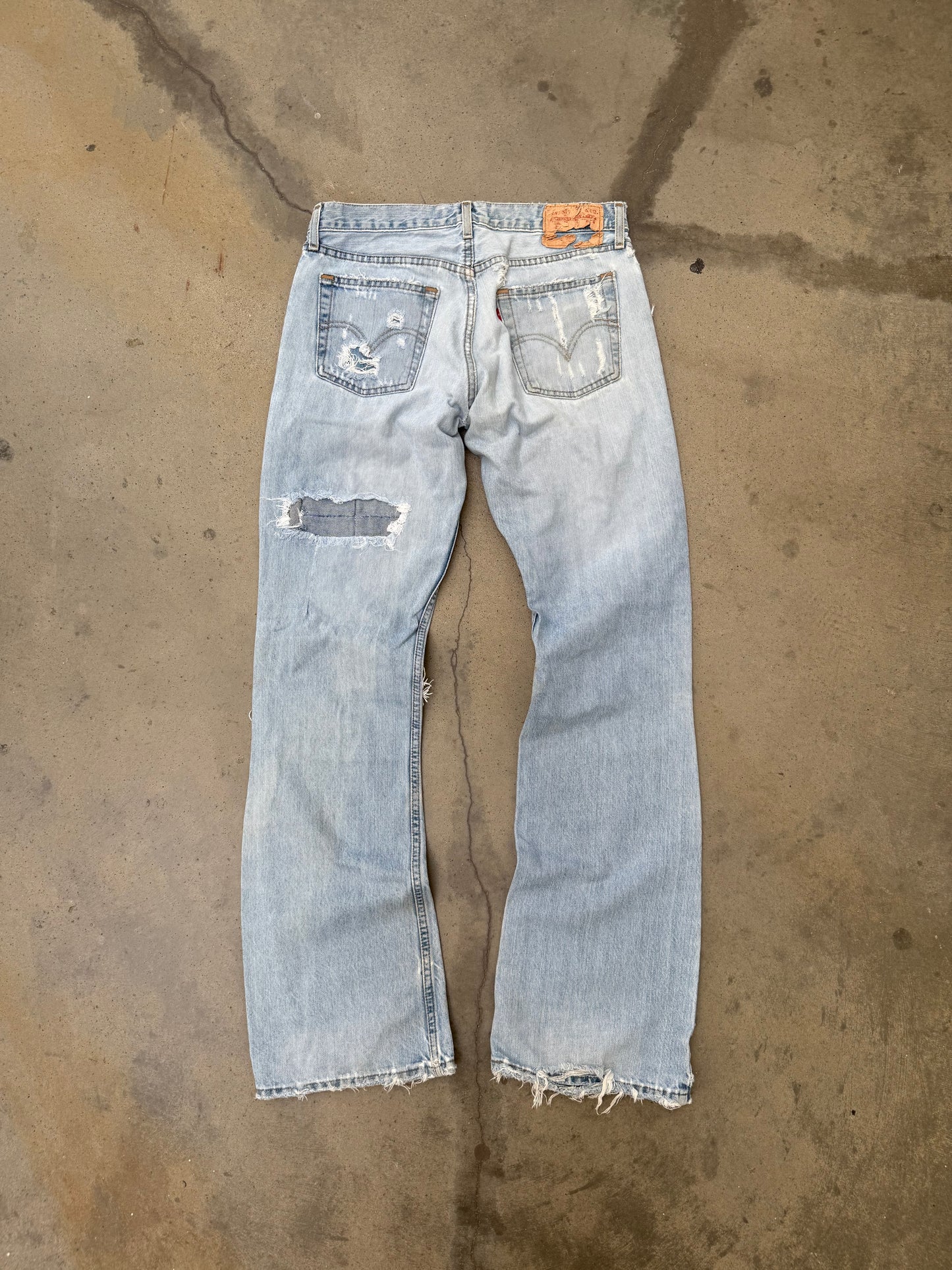2000s Levis 527 Distressed & Repaired Bootcut Jeans - 32X34