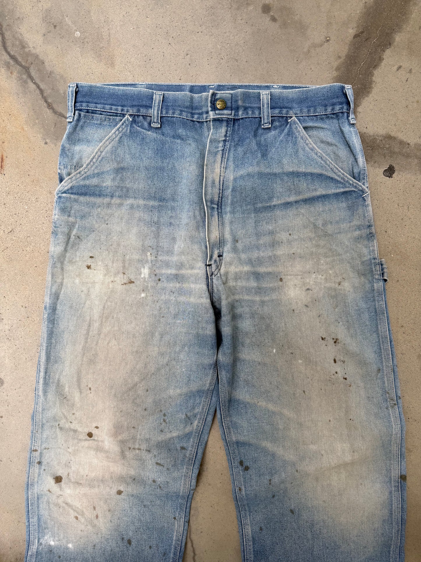 1980s Sears Faded & Dirty Carpenter Jeans - 34X29