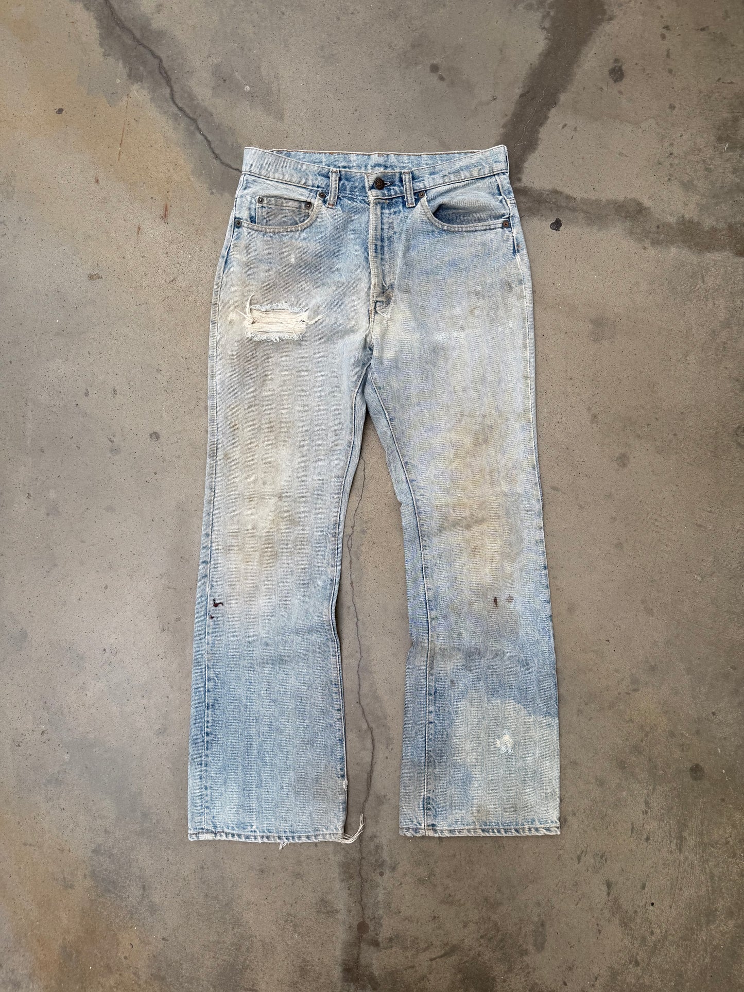 1970s Levis 517 Distressed & Faded Bootcut Jeans - 32X31