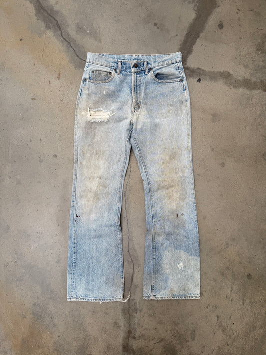 1970s Levis 517 Distressed & Faded Bootcut Jeans - 32X31