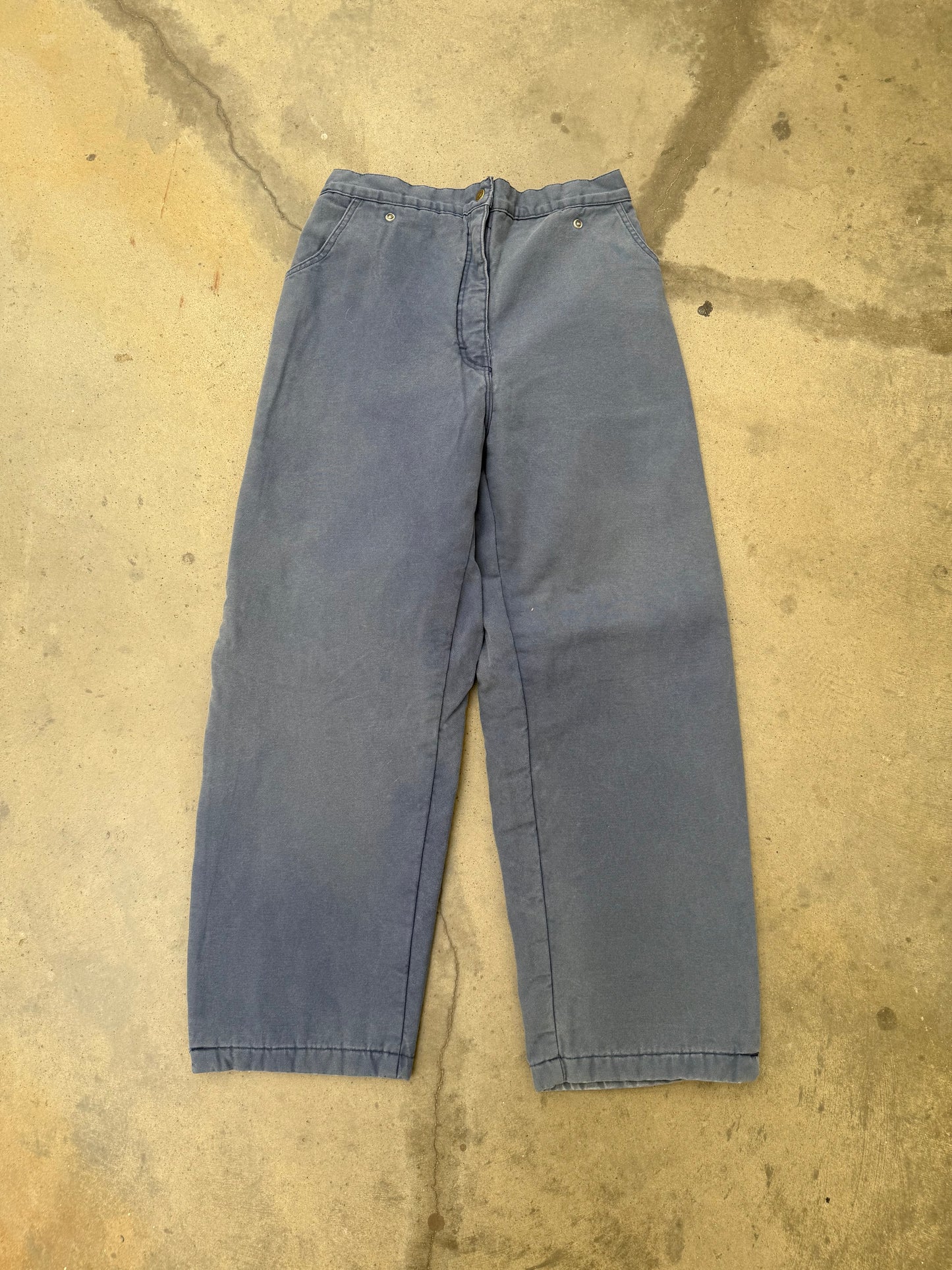 1990s Blue Side Zip Insulated Work Pants - 32X30
