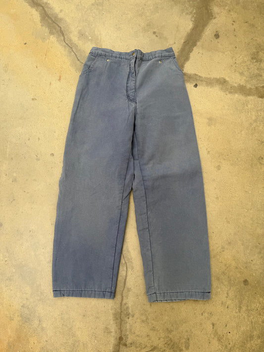 1990s Blue Side Zip Insulated Work Pants - 32X30
