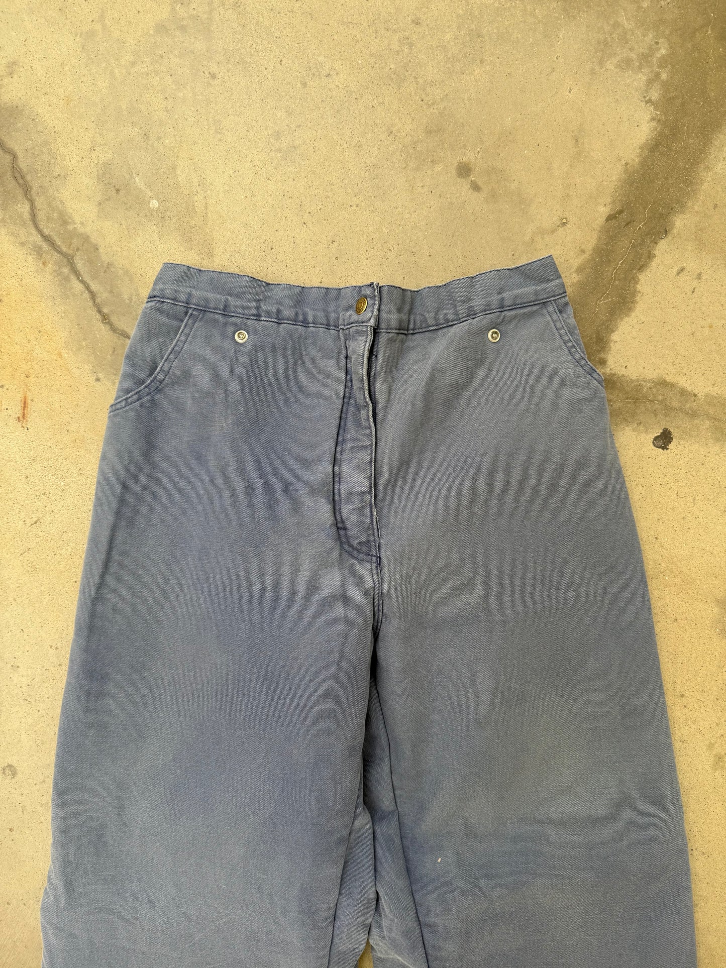 1990s Blue Side Zip Insulated Work Pants - 32X30