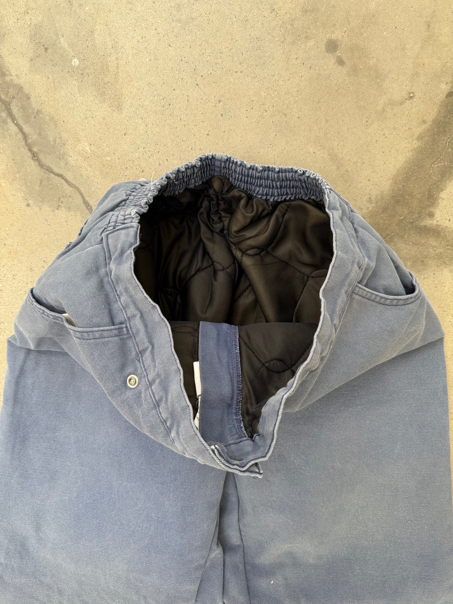 1990s Blue Side Zip Insulated Work Pants - 32X30