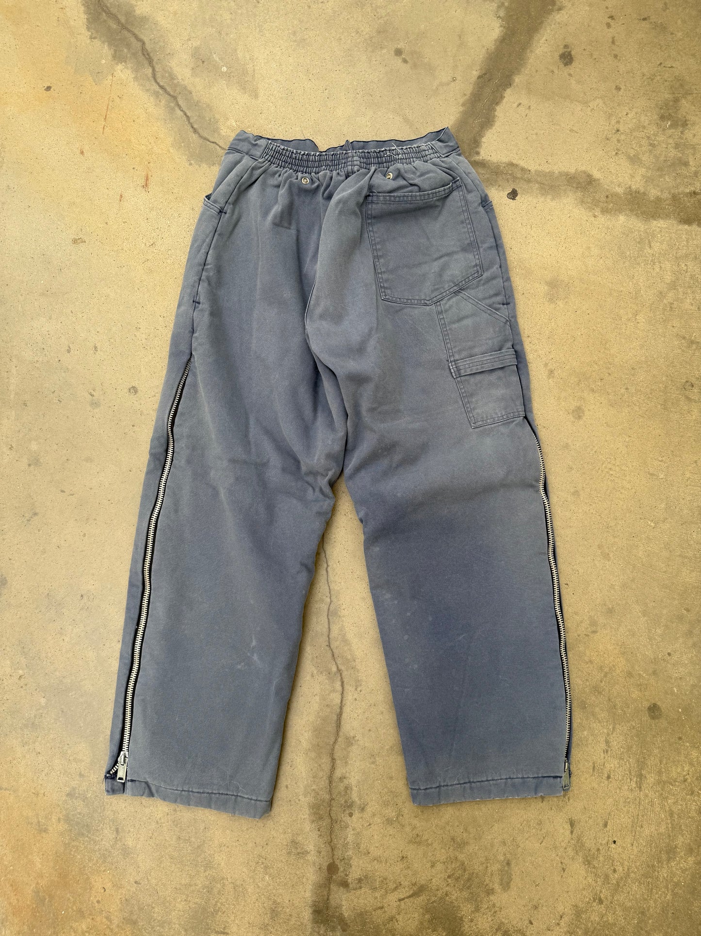 1990s Blue Side Zip Insulated Work Pants - 32X30