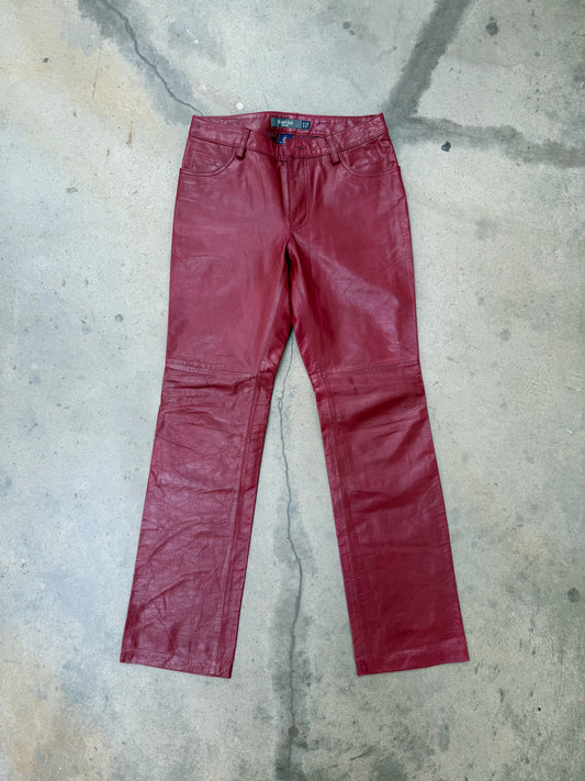 1990s Gap Red Leather Pants - 28X31