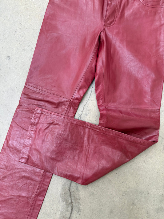 1990s Gap Red Leather Pants - 28X31
