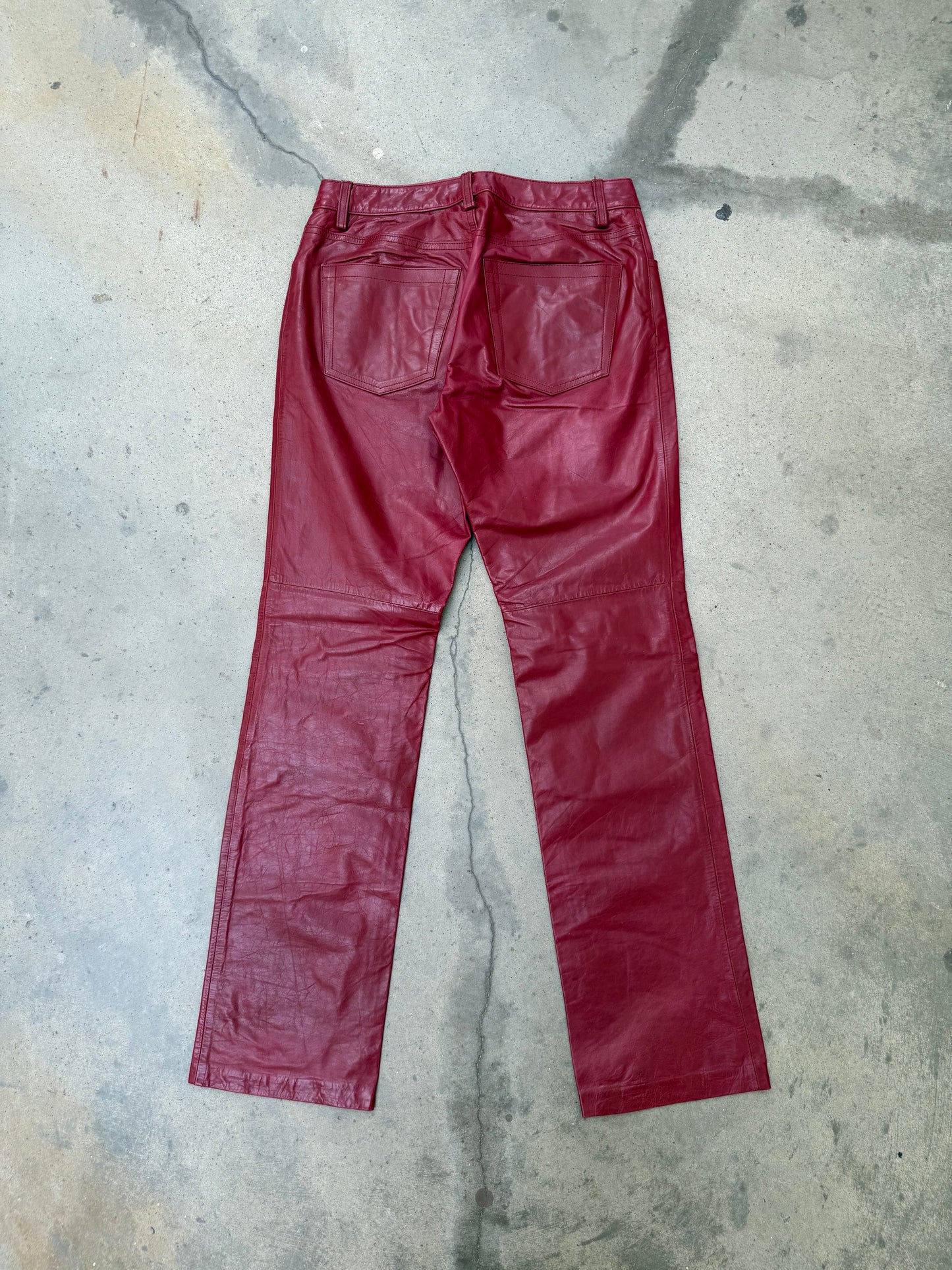 1990s Gap Red Leather Pants - 28X31