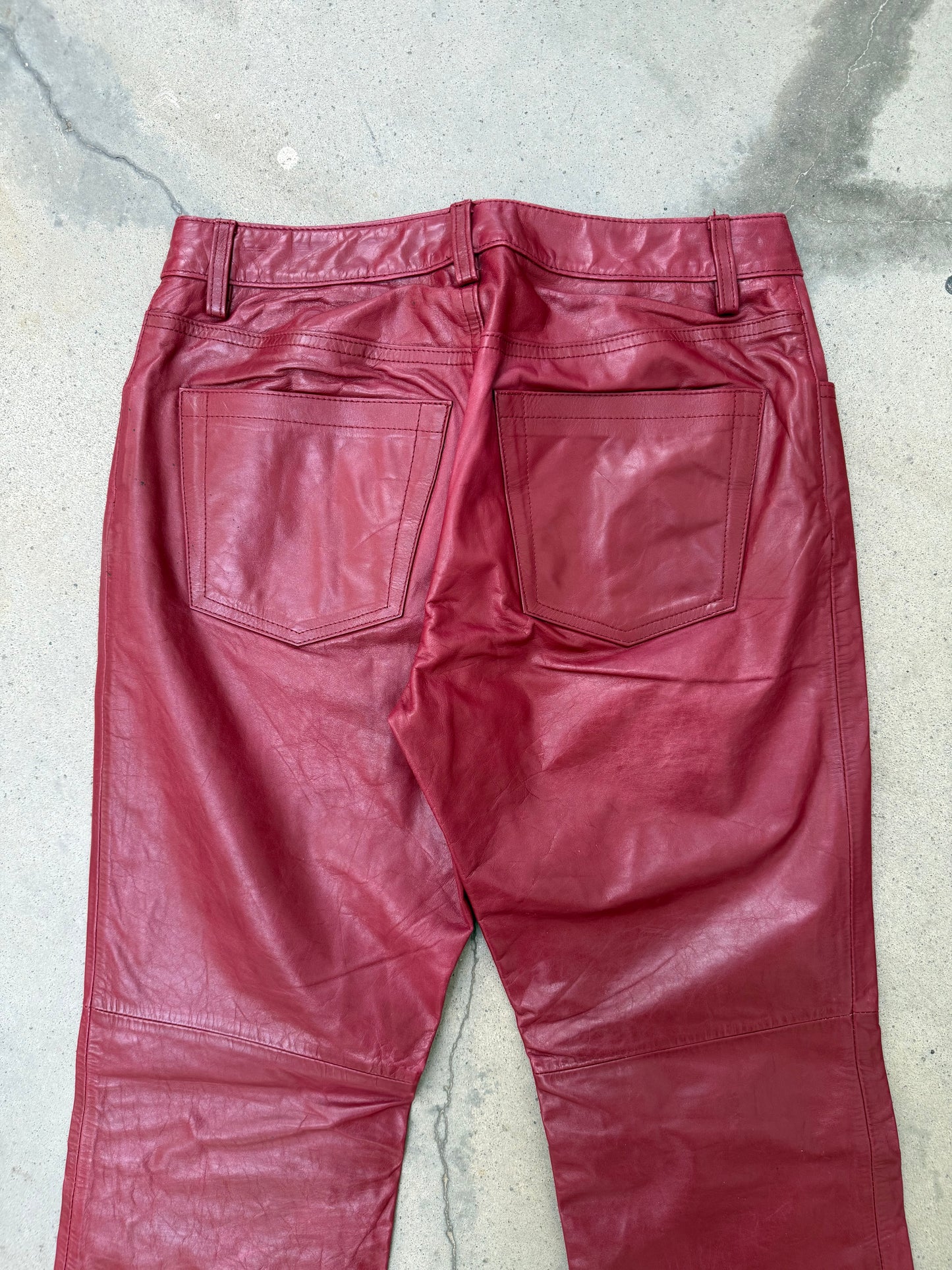 1990s Gap Red Leather Pants - 28X31