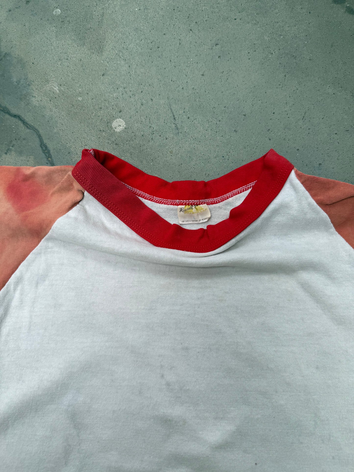 1970s Russell Sun Faded Raglan Baseball Tee - M