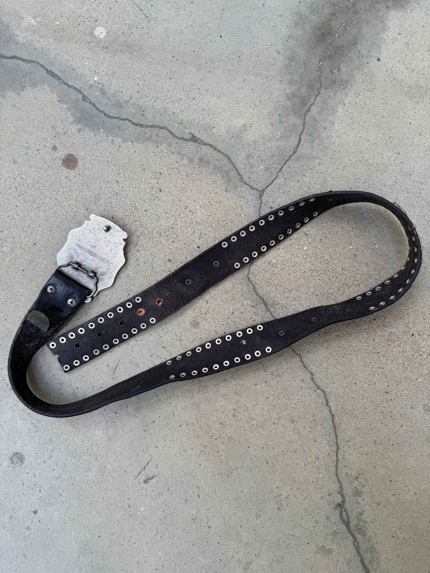 1990s Leather Studded Dagger Belt - 33"