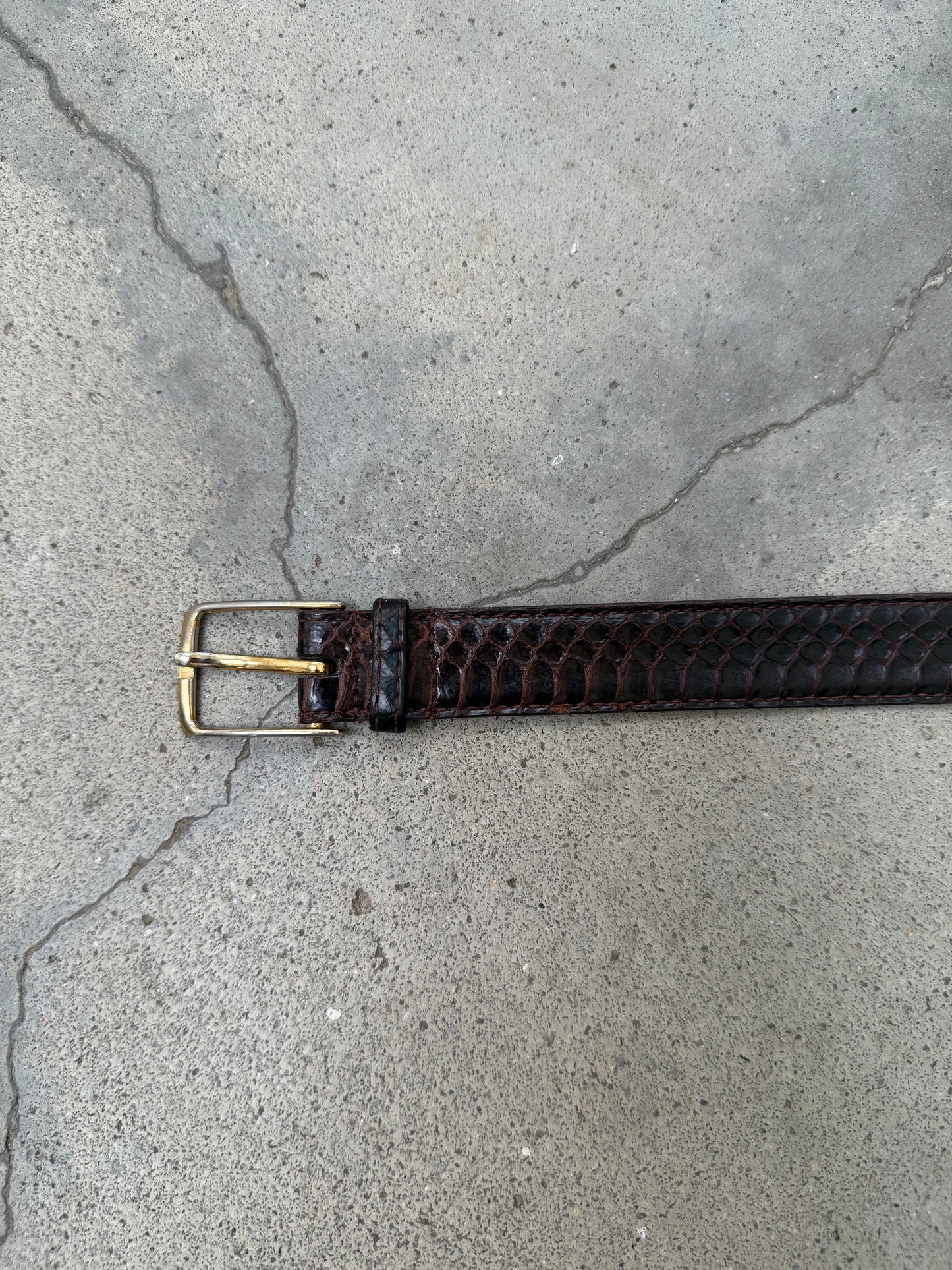 2000s Distressed Croc Skin Belt - 30"