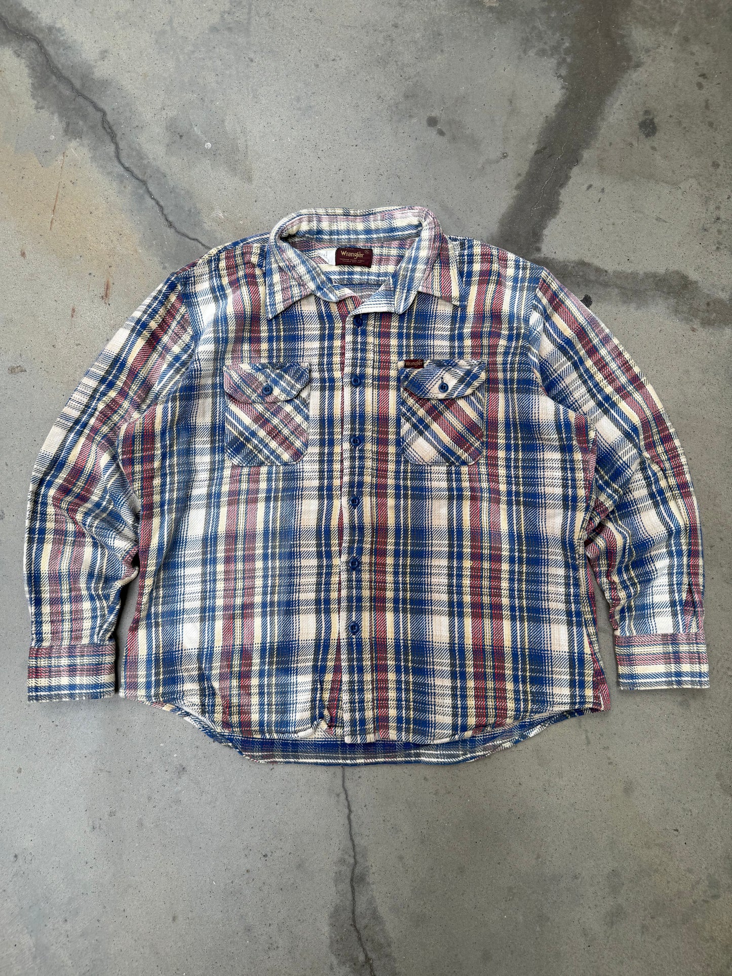 1980s Wrangler Sun Faded Cotton Flannel - L