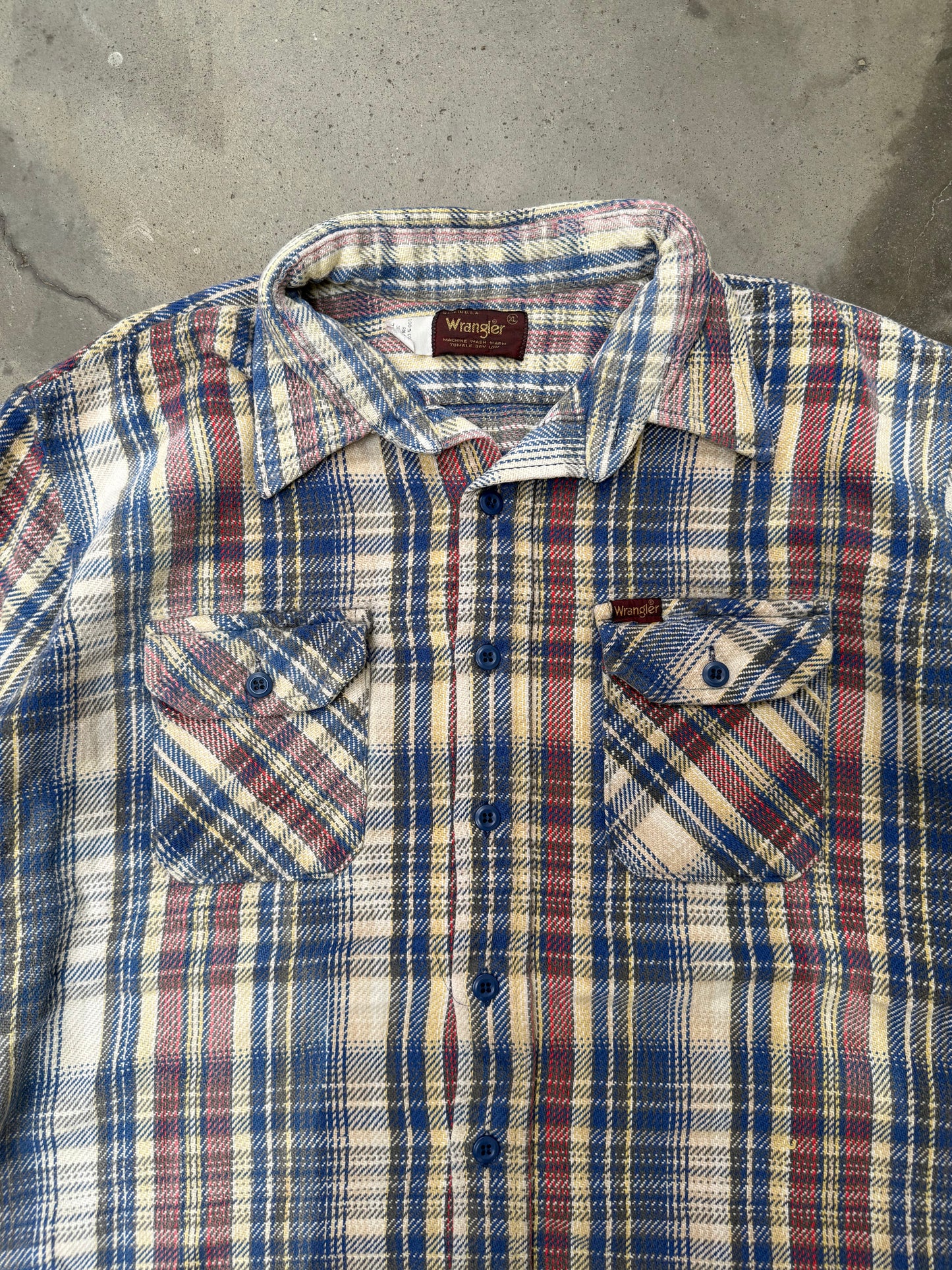 1980s Wrangler Sun Faded Cotton Flannel - L