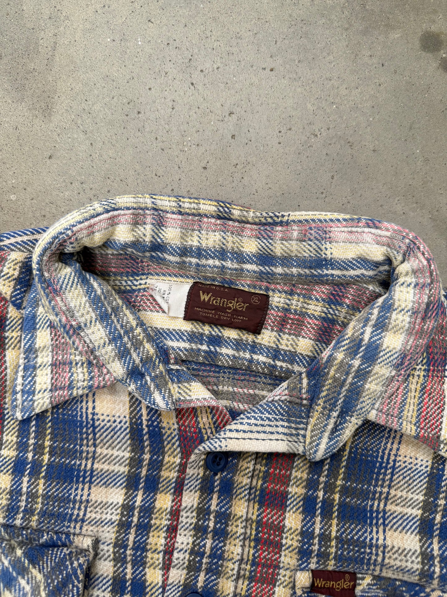 1980s Wrangler Sun Faded Cotton Flannel - L