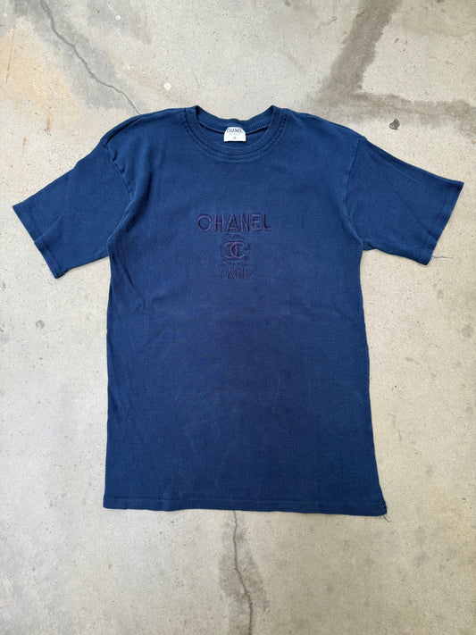 1990s Chanel Ribbed Bootleg Tee - L