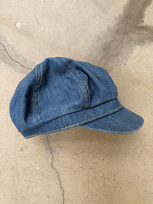 1970s Denim Newsboy Hat - S